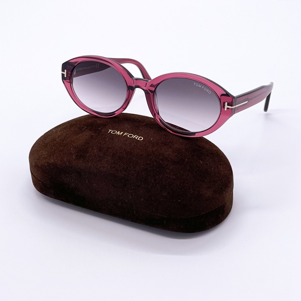 New Tom Ford Oval Burgundy Frame Women Sunglasses Tom Ford